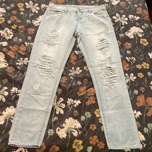 Articles Of Society Low Rise Ripped Crop Light Blue Denim Jean